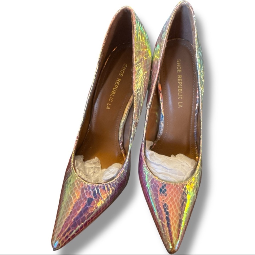 Shoe Republic LA Multicolor Iridescent Heels
